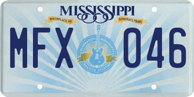 MS license plate MFX046