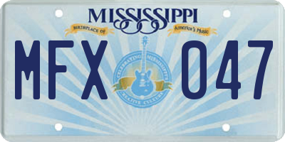 MS license plate MFX047
