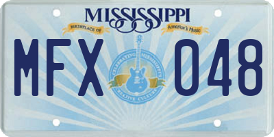 MS license plate MFX048
