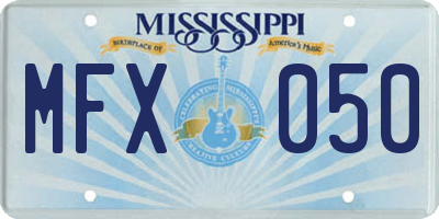 MS license plate MFX050