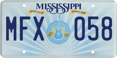MS license plate MFX058