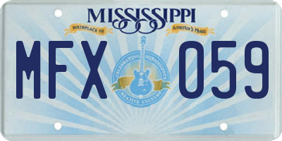 MS license plate MFX059