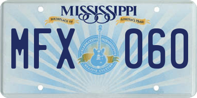 MS license plate MFX060