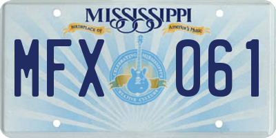 MS license plate MFX061