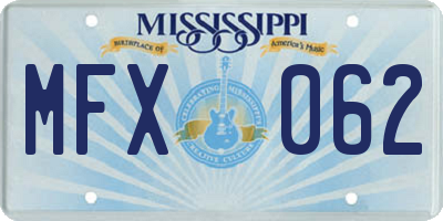 MS license plate MFX062