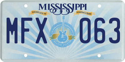 MS license plate MFX063