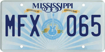 MS license plate MFX065