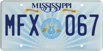 MS license plate MFX067