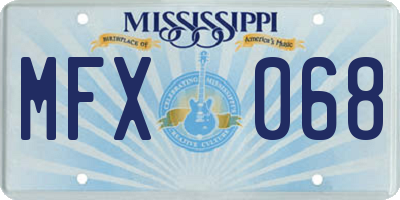 MS license plate MFX068
