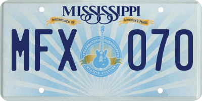 MS license plate MFX070