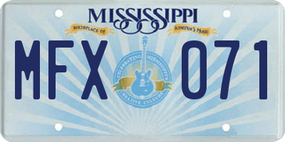 MS license plate MFX071