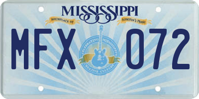 MS license plate MFX072