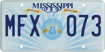 MS license plate MFX073
