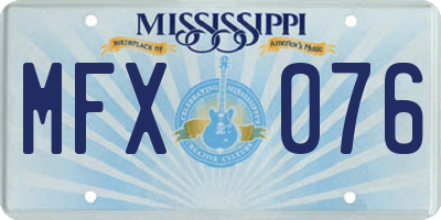 MS license plate MFX076