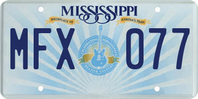 MS license plate MFX077