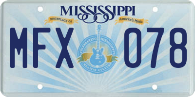 MS license plate MFX078