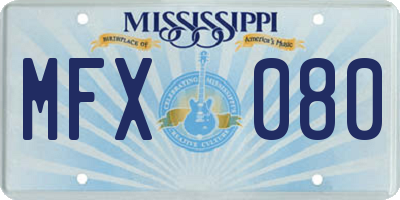MS license plate MFX080