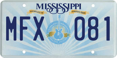 MS license plate MFX081