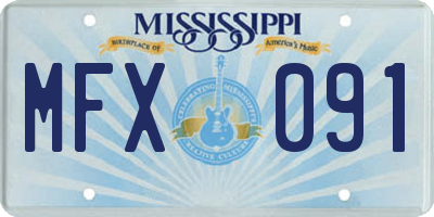 MS license plate MFX091