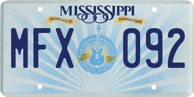 MS license plate MFX092