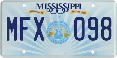 MS license plate MFX098