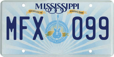 MS license plate MFX099