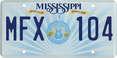 MS license plate MFX104