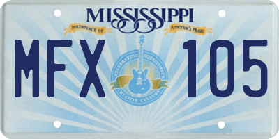 MS license plate MFX105