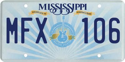 MS license plate MFX106
