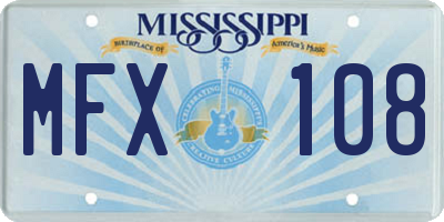 MS license plate MFX108
