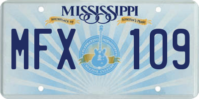MS license plate MFX109