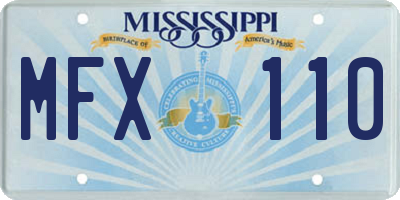 MS license plate MFX110