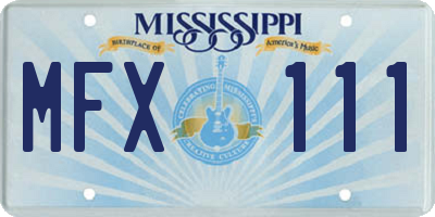 MS license plate MFX111