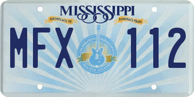 MS license plate MFX112