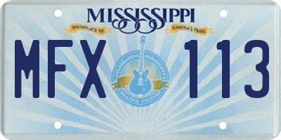 MS license plate MFX113