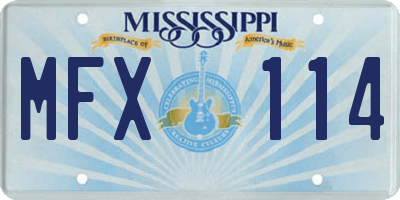 MS license plate MFX114