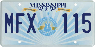 MS license plate MFX115