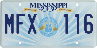 MS license plate MFX116
