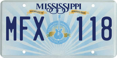 MS license plate MFX118