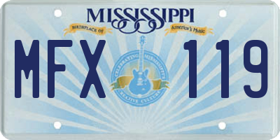 MS license plate MFX119