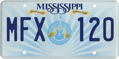 MS license plate MFX120