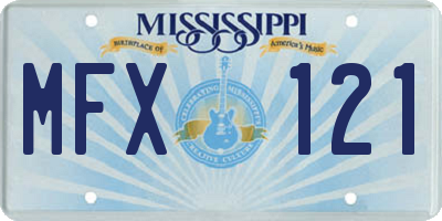 MS license plate MFX121