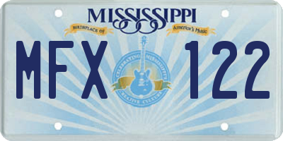 MS license plate MFX122