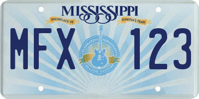 MS license plate MFX123