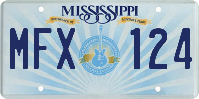 MS license plate MFX124