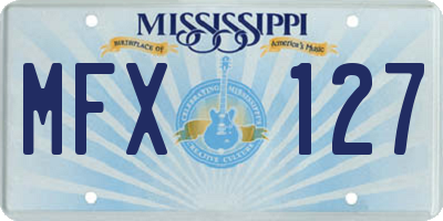 MS license plate MFX127