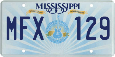 MS license plate MFX129