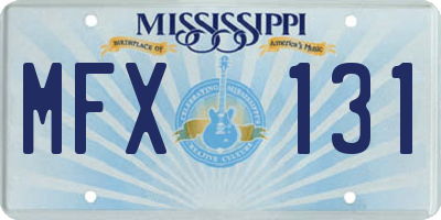MS license plate MFX131