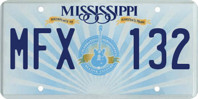 MS license plate MFX132