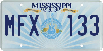 MS license plate MFX133